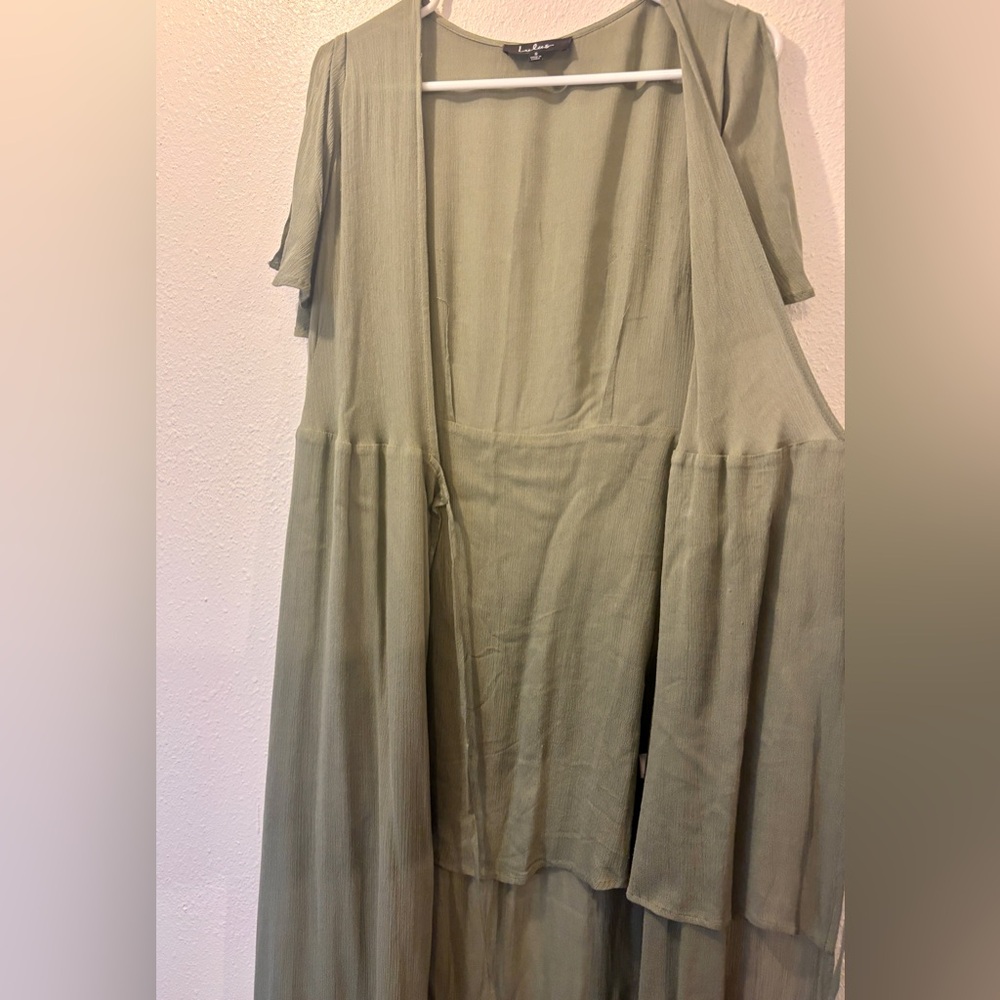 Elegant Olive Green Wrap Dress - Picture 5 of 7